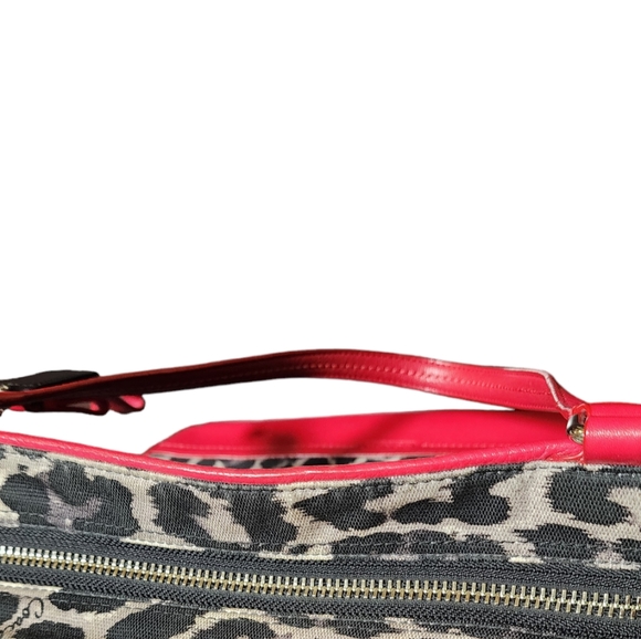 Coach Ocelot Red Leather Black Leopard Print Tote Handbag F25178 - Picture 5 of 15